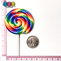 Lollipop Rainbow Fake Food Charm Lollipops Resin Bake Cabochons 5 Pcs