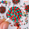 Lollipop Red Green Twist Charm Christmas Lollipops Polymer Clay Cabochons 10 Pcs