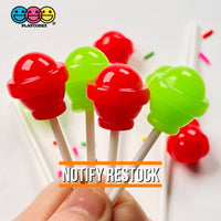 Lollipop Round Ball 3D Fake Candy Charm Realistic 2 Colors Lollipops Christmas Cabochons 10 Pcs Food