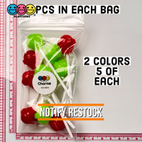 Lollipop Round Ball 3D Fake Candy Charm Realistic 2 Colors Lollipops Christmas Cabochons 10 Pcs Food