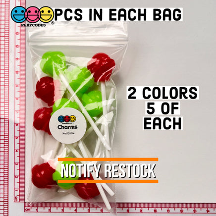 Lollipop Round Ball 3D Fake Candy Charm Realistic 2 Colors Lollipops Christmas Cabochons 10 Pcs Food