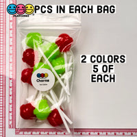 Lollipop Round Ball 3D Fake Candy Charm Realistic 2 Colors Lollipops Christmas Cabochons 10 Pcs Food