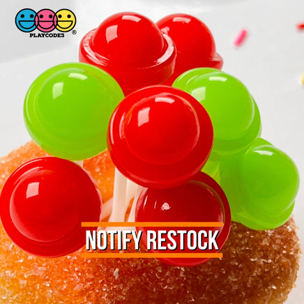 Lollipop Round Ball 3D Fake Candy Charm Realistic 2 Colors Lollipops Christmas Cabochons 10 Pcs Food