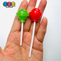 Lollipop Round Ball 3D Fake Candy Charm Realistic 2 Colors Lollipops Christmas Cabochons 10 pcs - Fake Food