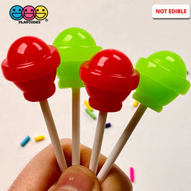 Lollipop Round Ball 3D Fake Candy Charm Realistic 2 Colors Lollipops Christmas Cabochons 10 Pcs Food