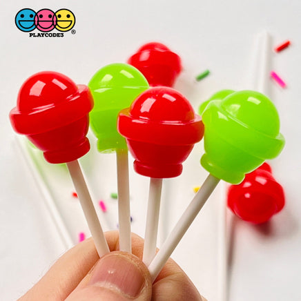 Lollipop Round Ball 3D Fake Candy Charm Realistic 2 Colors Lollipops Christmas Cabochons 10 Pcs Food