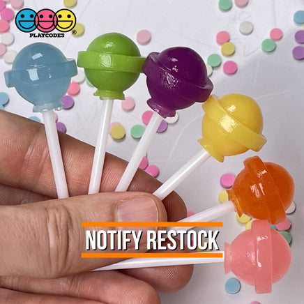 Lollipop Round Ball 3D Fake Candy Charm Realistic 6 Colors Lollipops Cabochons 12 Pcs