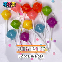 Lollipop Round Ball 3D Fake Candy Charm Realistic 6 Colors Lollipops Cabochons 12 Pcs