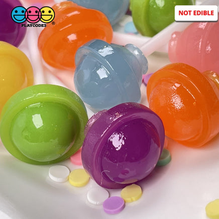Lollipop Round Ball 3D Fake Candy Charm Realistic 6 Colors Lollipops Cabochons 12 Pcs