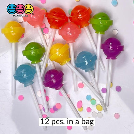 Lollipop Round Ball 3D Fake Candy Charm Realistic 6 Colors Lollipops Cabochons 12 Pcs