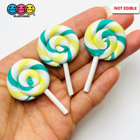 Lollipop St. Partick Green Yellow White Fake Food Cabochons Decoden Charm 10 pcs Charm