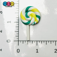 Lollipop St. Partick Green Yellow White Fake Food Cabochons Decoden Charm 10 pcs Charm
