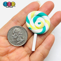 Lollipop St. Partick Green Yellow White Fake Food Cabochons Decoden Charm 10 pcs Charm