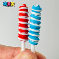 Lollipop Swirl 4Th Of July Red Blue Faux Candy Charm Fake Bake Cabochons 10 Pcs Playcode3 Llc Food