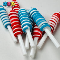 Lollipop Swirl 4Th Of July Red Blue Faux Candy Charm Fake Bake Cabochons 10 Pcs Playcode3 Llc Food