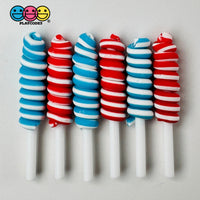 Lollipop Swirl 4Th Of July Red Blue Faux Candy Charm Fake Bake Cabochons 10 Pcs Playcode3 Llc Food