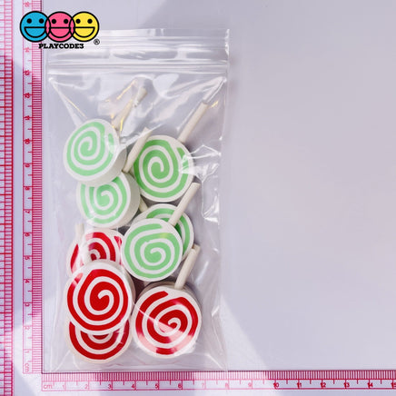 Lollipop Swirl Charm Red Green Christmas Charms Lollipops Cabochons 10 Pcs