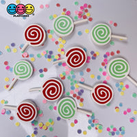 Lollipop Swirl Charm Red Green Christmas Charms Lollipops Cabochons 10 Pcs