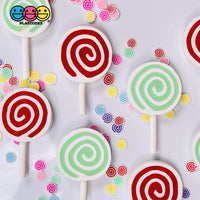 Lollipop Swirl Charm Red Green Christmas Charms Lollipops Cabochons 10 Pcs