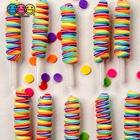 Lollipop Swirl Rainbow Faux Candy Charm Fake Bake Cabochons 10 Pcs Food