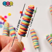 Lollipop Swirl Rainbow Faux Candy Charm Fake Bake Cabochons 10 Pcs Food