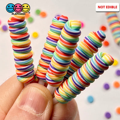 Lollipop Swirl Rainbow Faux Candy Charm Fake Bake Cabochons 10 Pcs Food