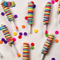 Lollipop Swirl Rainbow Faux Candy Charm Fake Bake Cabochons 10 Pcs Food