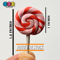 Lollipop Peppermint Swirl Red Pink Fake Food Charm Lollipops Polymer Clay Bake Cabochons 10 Pcs