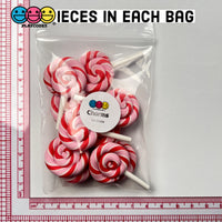 Lollipop Peppermint Swirl Red Pink Fake Food Charm Lollipops Polymer Clay Bake Cabochons 10 Pcs