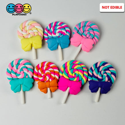 Lollipop With Bow Fake Candy Cabochons Decoden Charm 10 Pcs