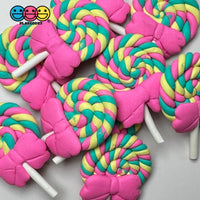 Lollipop With Bow Fake Candy Cabochons Decoden Charm 10 Pcs Hot Pink Bow(10Pcs)