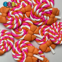 Lollipop With Bow Fake Candy Cabochons Decoden Charm 10 Pcs Orange Bow(10Pcs)