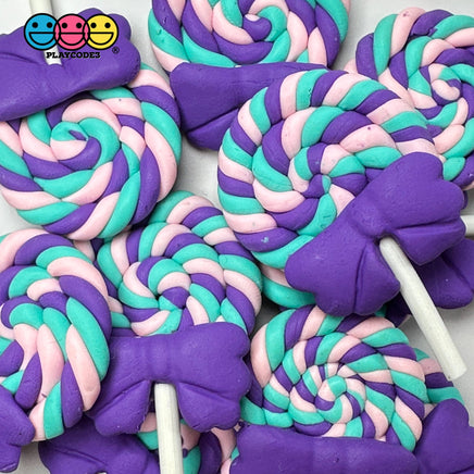 Lollipop With Bow Fake Candy Cabochons Decoden Charm 10 Pcs Purple Bow(10Pcs)