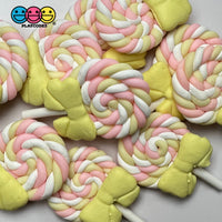 Lollipop With Bow Fake Candy Cabochons Decoden Charm 10 Pcs Yellow Bow(10Pcs)