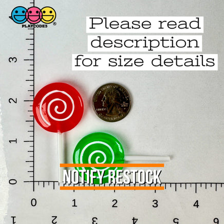 Lollipops Fake Candy Swirl Fantasy Christmas Holiday Red Green Cabochons Decoden Charm 10 Pcs