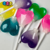 Lollipops Heart Shaped Transparent With Glitter Fake Candy Charm Valentines Day Cabochons 10 Pcs
