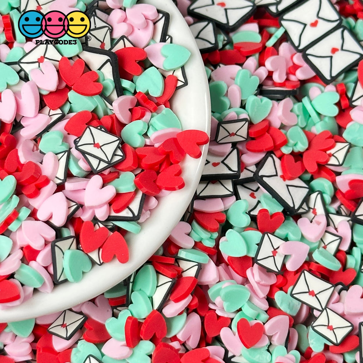 Love Letter Mix Heart Fimo Sprinkles for Crafts| PLAYCODE3