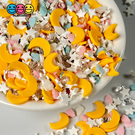 Lullaby Song Mix Fimo Rhinestone Beads Stars Moon Fake Polymer Clay Sprinkles Sea Shells Jimmies