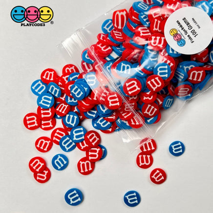 M&m Candy Red Blue 4Th Of July Fimo Slices Fake Clay Sprinkles Decoden Jimmies Funfetti 10Mm