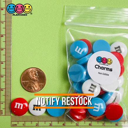 M&m Fake Candies 4Th Of July Mix Colors Candy Charms Flatback Cabochons 30 Pcs Charm