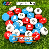 M&m Fake Candies 4Th Of July Mix Colors Candy Charms Flatback Cabochons 30 Pcs Charm