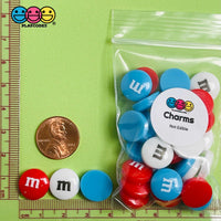 M&m Fake Candies 4Th Of July Mix Colors Candy Charms Flatback Cabochons 30 Pcs Charm