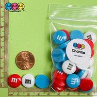 M&m Fake Candies 4Th Of July Mix Colors Candy Charms Flatback Cabochons 30 Pcs Charm