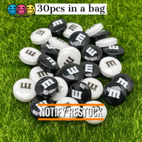 M&m Fake Candies Black And White Mix Colors Candy Charms Flatback Cabochons 30 Pcs Charm