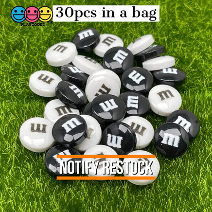 M&m Fake Candies Black And White Mix Colors Candy Charms Flatback Cabochons 30 Pcs Charm