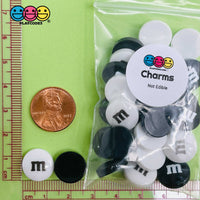 M&m Fake Candies Black And White Mix Colors Candy Charms Flatback Cabochons 30 Pcs Charm
