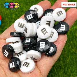 M&m Fake Candies Black And White Mix Colors Candy Charms Flatback Cabochons 30 Pcs Charm