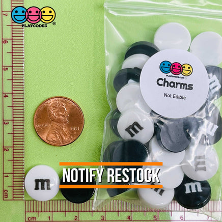 M&m Fake Candies Black And White Mix Colors Candy Charms Flatback Cabochons 30 Pcs Charm