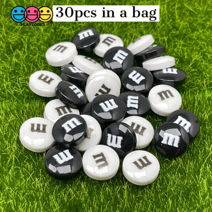 M&m Fake Candies Black And White Mix Colors Candy Charms Flatback Cabochons 30 Pcs Charm