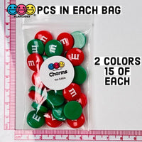 M&m Fake Candies Christmas Mix Colors Candy Charms Flatback Cabochons 30 Pcs Food